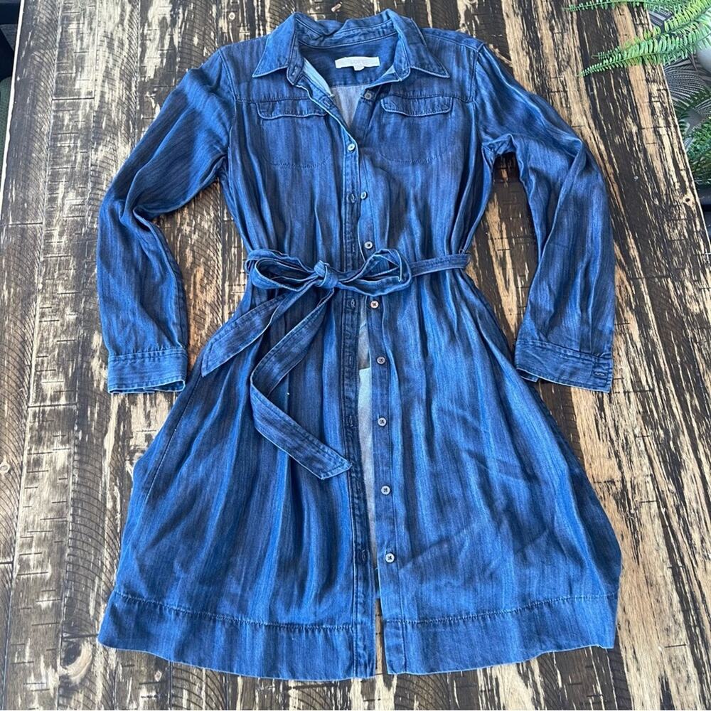 THE LOFT - Denim Blue Button Up Shirt Dress - SMALL